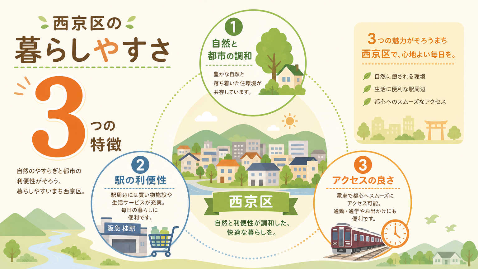 西京区の街並みとは？暮らしやすさが分かる3つの特徴
